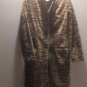 Harve Benard Brown Animal Print Trench Coat